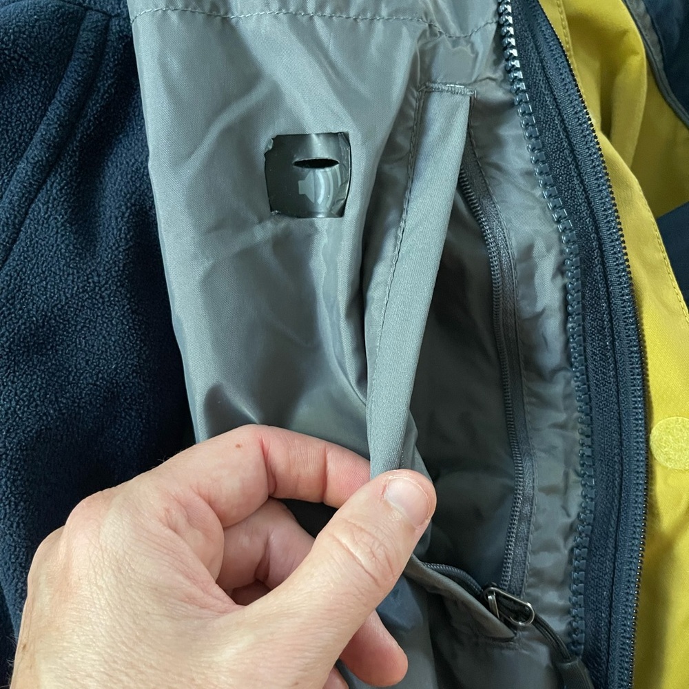REI Boy's Blue Yellow Retro Hooded Zip Up Jacket Blue Flannel Insert Sz L 14/16 - Picture 5 of 16